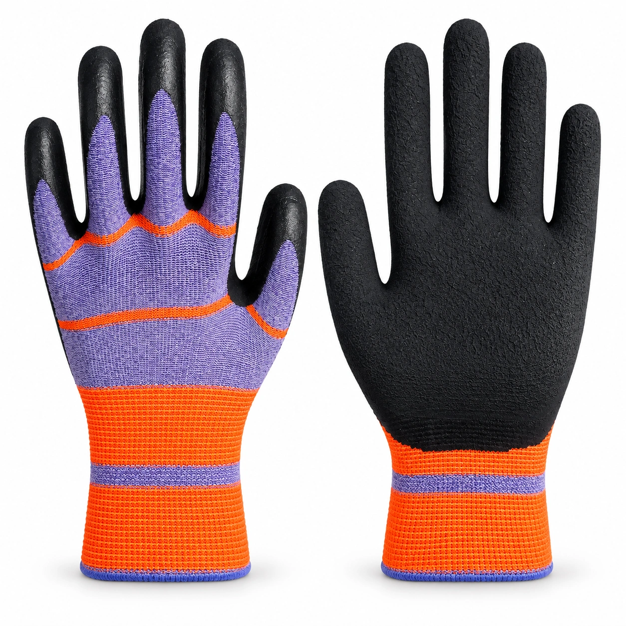 WF-03 Black-Purple Elastic Foam: knitted back and coated palm