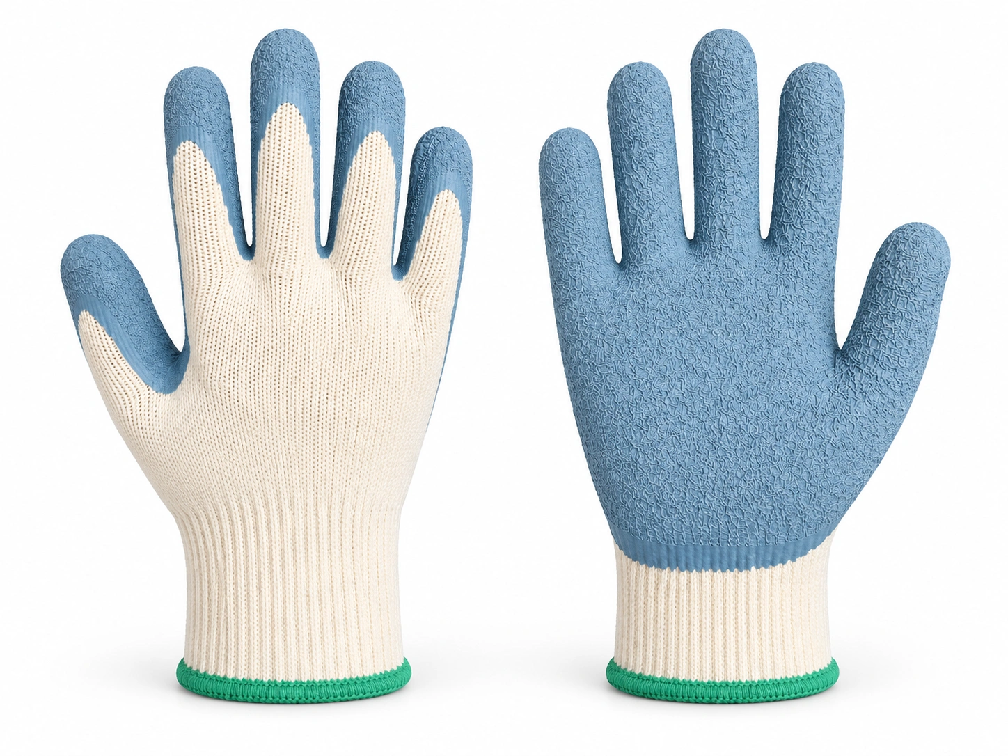 WF-04 White-Blue Crinkle: knitted back and coated palm